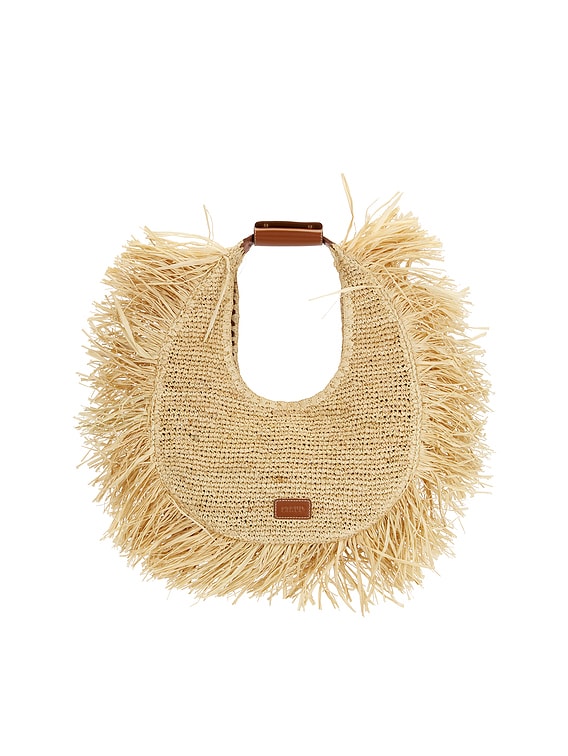 Large Raffia Moon Tote Bag