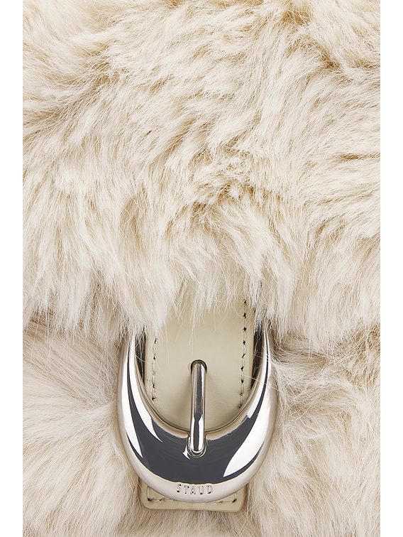 Staud Harlow Faux Fur Shoulder Bag in Cream | FWRD