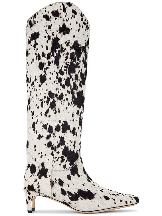 Staud Western Wally Boot in Black & White Haircalf | FWRD