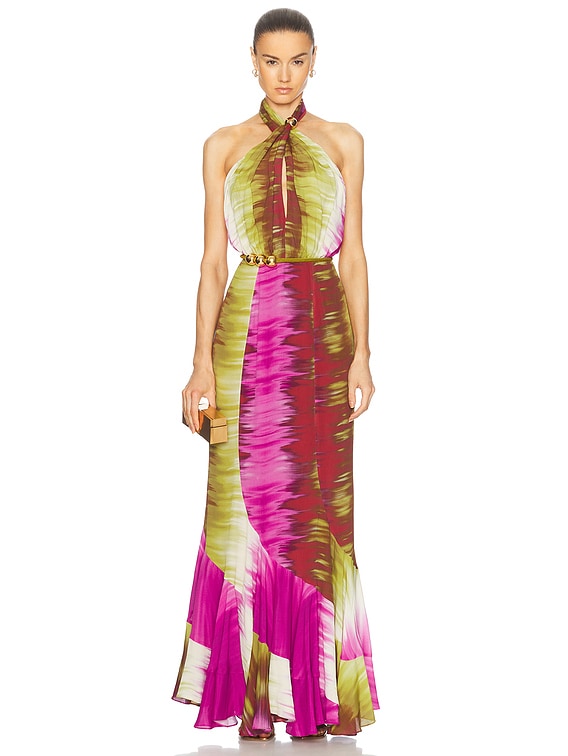 SILVIA TCHERASSI Raisa Dress in Violeta Lime Tie Dye | FWRD