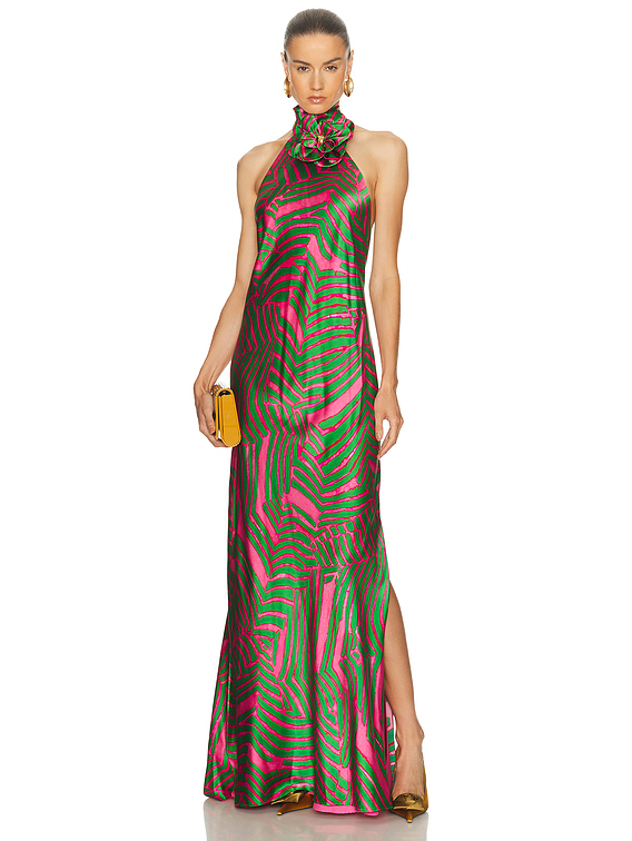 SILVIA TCHERASSI Tila Dress in Pink & Green Abstract | FWRD