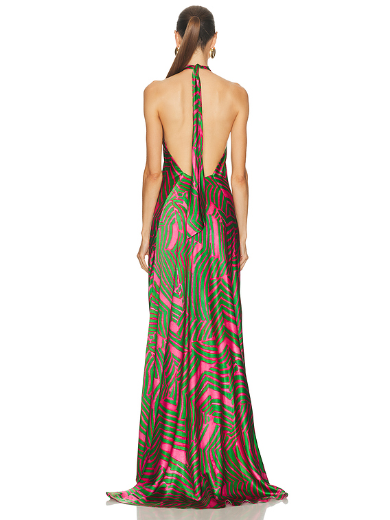 pink and green silk dress Pink Green Cactus Camo Slip Dress Cedric Brown Collection