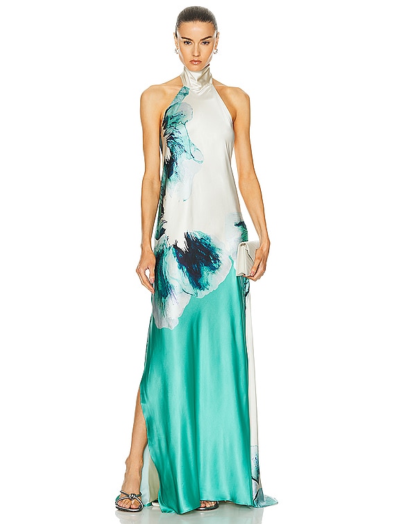 SILVIA TCHERASSI Sherry Dress in Aqua Abstract Wave | FWRD