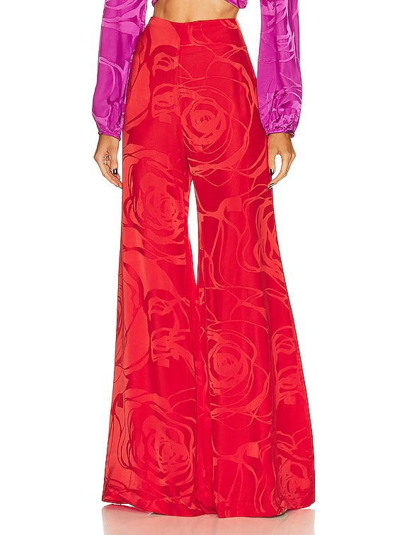 Women's Wide Leg Pants, Crimson Red Pant