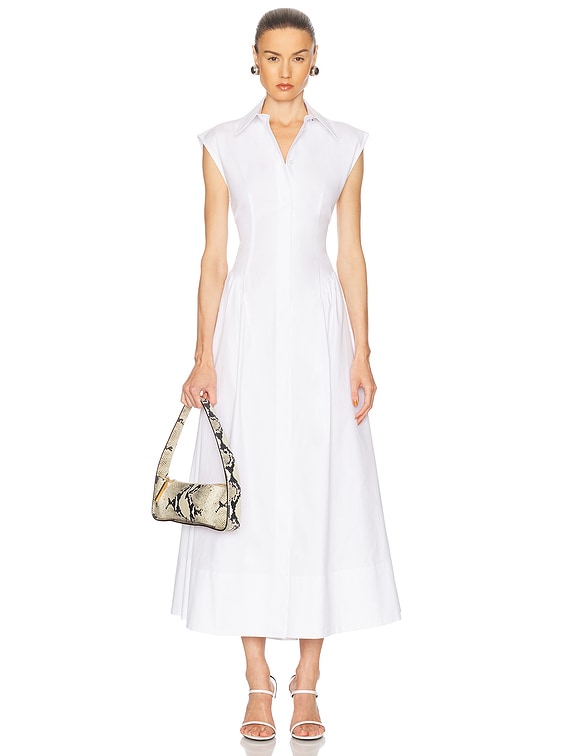 【送料&関税込】SportMax fabiana Dress Sleeveless cotton dress, optical white | Sportmax