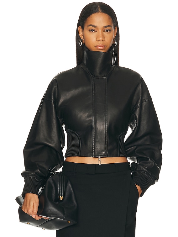 Sportmax Ossido Leather Jacket in Black | FWRD