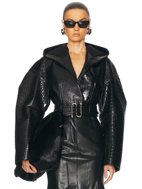 HOLLY フルスーツ 迷彩柄 ブラック Sportmax Visby Short Coat in Black Crocodile | FWRD
