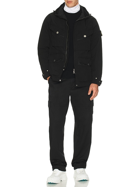 STONE  フーデッド中綿ミドルコート ブラック ダブルジップ Stone Island Short Parka in Black | FWRD