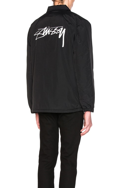 Stussy Smooth Stock Coach Jacket With Faux Fur in Black | FWRD
