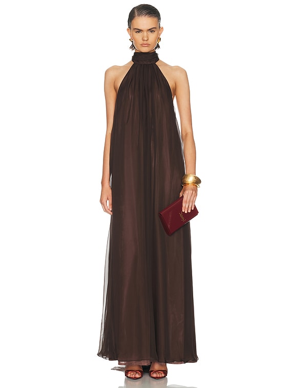 SEV Halter Dress in Chocolate - Size 42