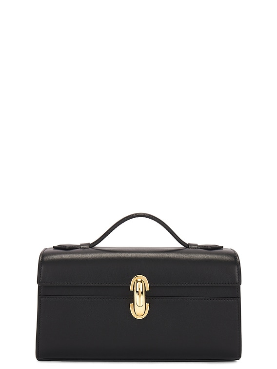 【関税込み】Savette ブラック Symmetry ポシェット バッグ Symmetry Pochette in Black Mesh with Smooth Leather Trim