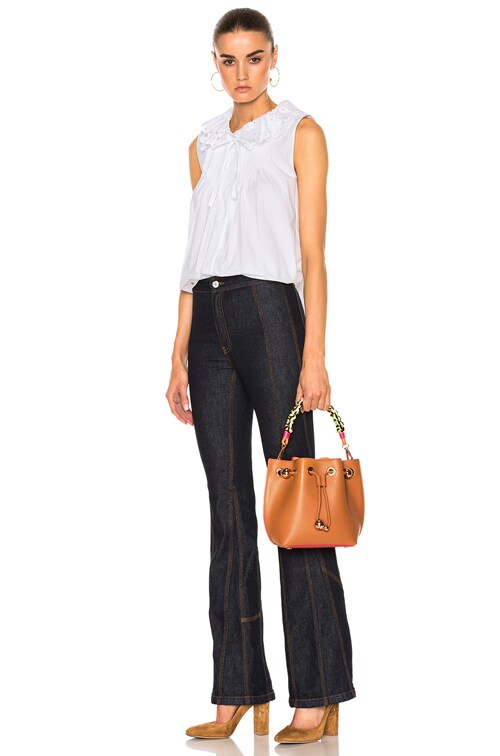 Sophia Webster Romy Mini Bucket Bag in Tan & Magenta | FWRD