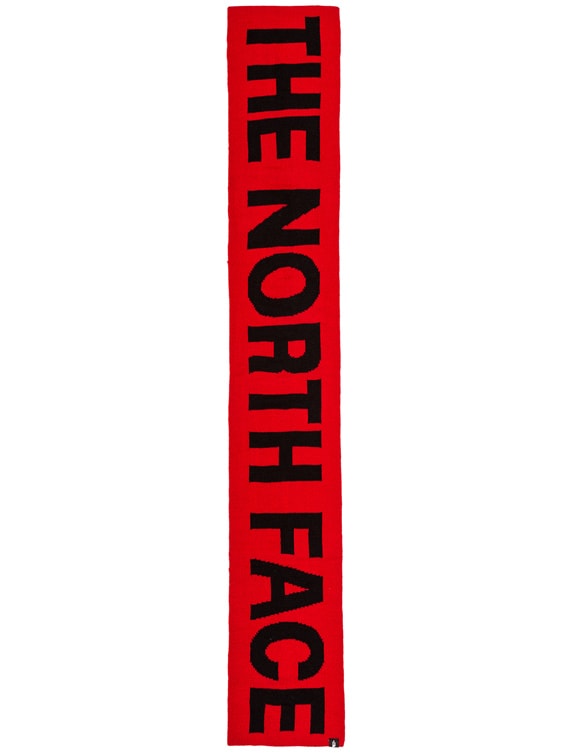 The North Face Logo Scarf In Tnf Red Tnf Black Fwrd