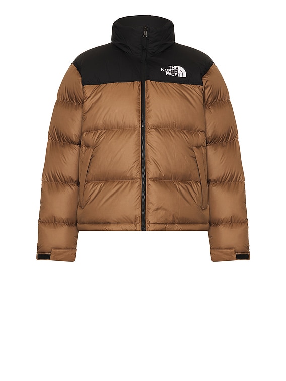 The North Face 1996 Retro Nuptse Jacket in Latte & TNF Black | FWRD