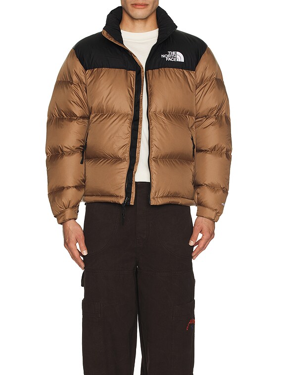 The North Face 1996 Retro Nuptse Jacket in Latte & TNF Black | FWRD