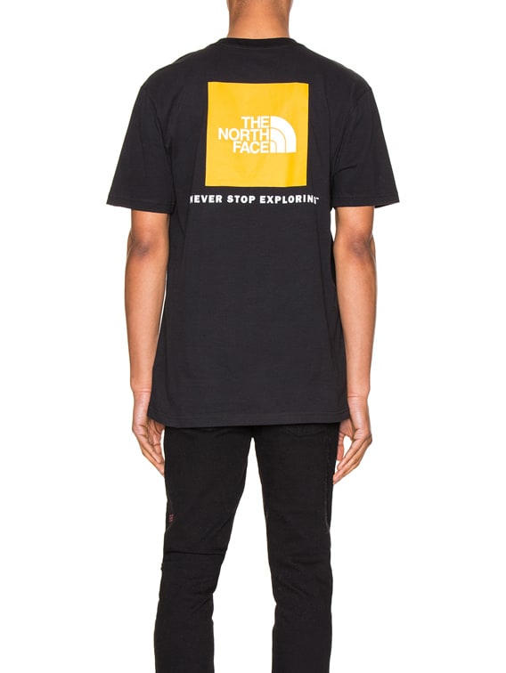 The North Face Urban Red Box Tee In Tnf Black Tnf Yellow Fwrd