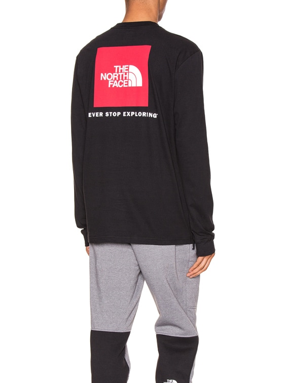 north face long sleeve red box tee