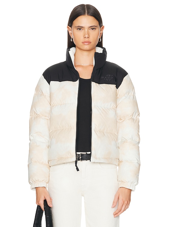 The North Face Crinkle Rev Nuptse Jacket in White Dune Low