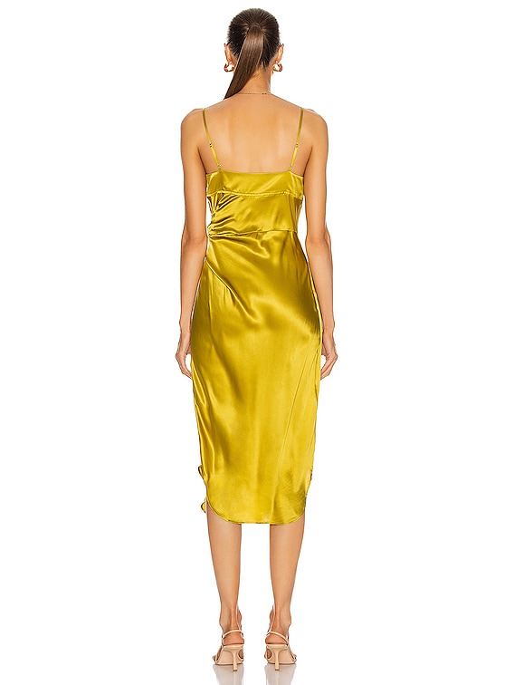 chartreuse midi dress