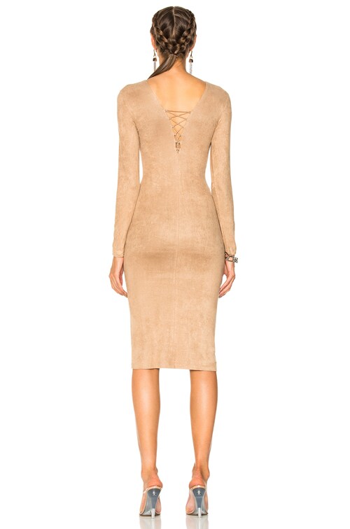 Alexander Wang Faux Suede Lace up Mini Dress in Camel | FWRD Alexander Wang Faux Suede Lace up Mini Dress in Camel | FWRD