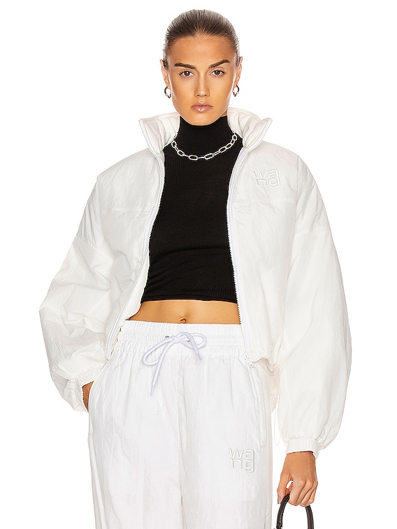 Alexander Wang Raised Logo Embroidery Zip Jacket in White | FWRD