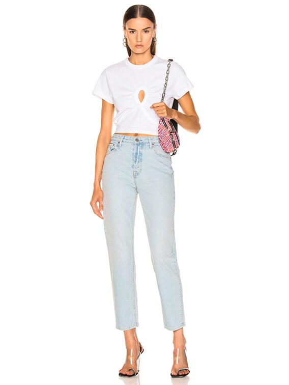 Alexander Wang Keyhole Twist Cropped Tee in White | FWRD