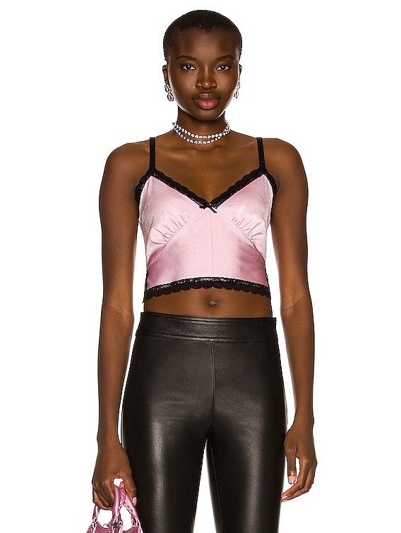 Alexander Wang Fitted Lace Trim Cami Top in Sweet Lilac