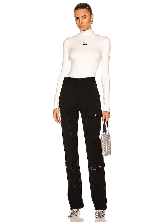 Alexander Wang Logo Turtleneck Top in Soft White | FWRD