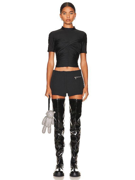 Alexander Wang Ruched Mock Neck Top in Black | FWRD