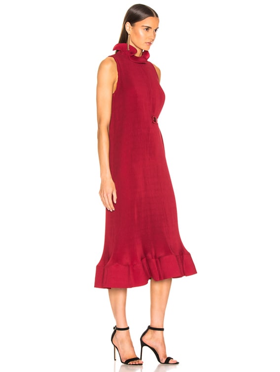 tibi red pleated dress