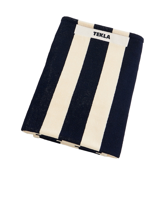Tekla Beach Towel in Navy Stripes | FWRD