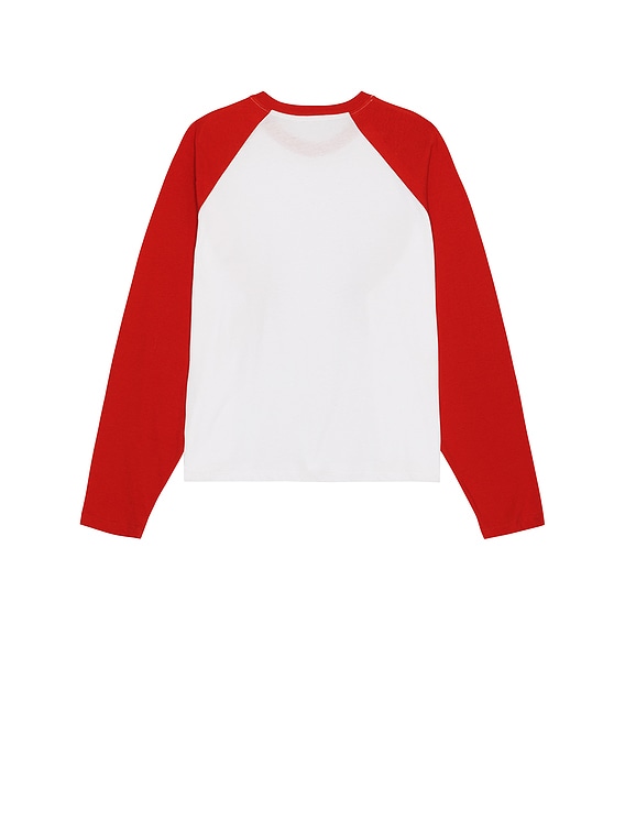 THE ROW レッド 長袖Tシャツ The Row Jameson Long Sleeve Tee in White & Tomato Red | FWRD
