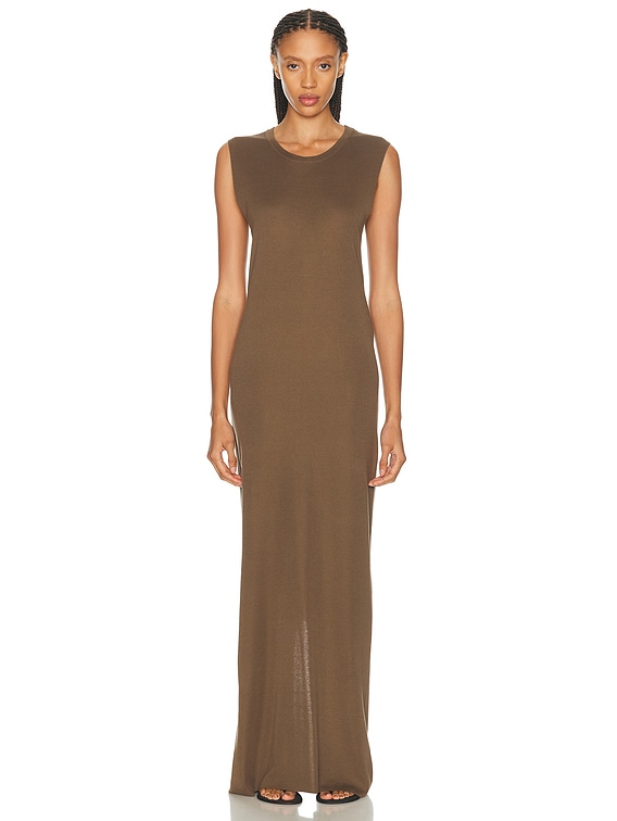 the row brown dress The Row // Dark Brown Leather Sleeveless Dress – VSP Consignment