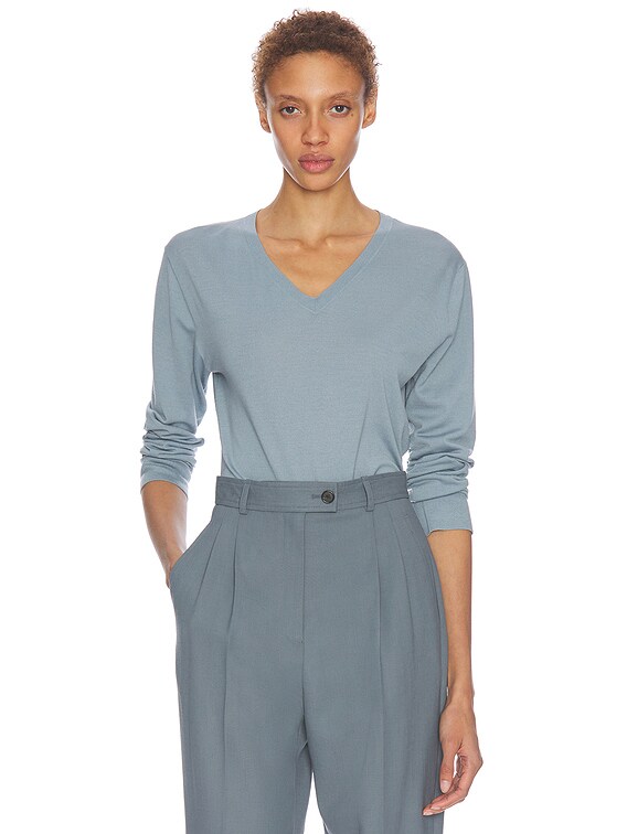 THE ROW ザ ロウ レーヨンプルオーバーカットソー グレー XS The Row Naius Top in Azure Grey | FWRD