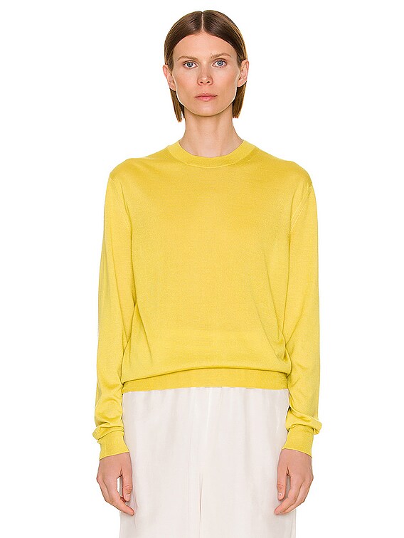 トップス The Row Yellow Silk Turtleneck Tunic Top The Row Islington Top in Chartreuse Yellow | FWRD