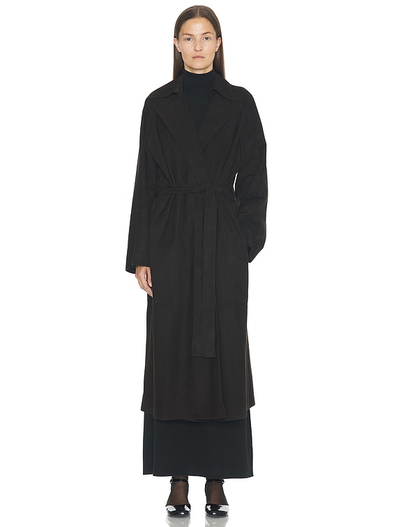 The Row Solana Coat in Dark Brown | FWRD
