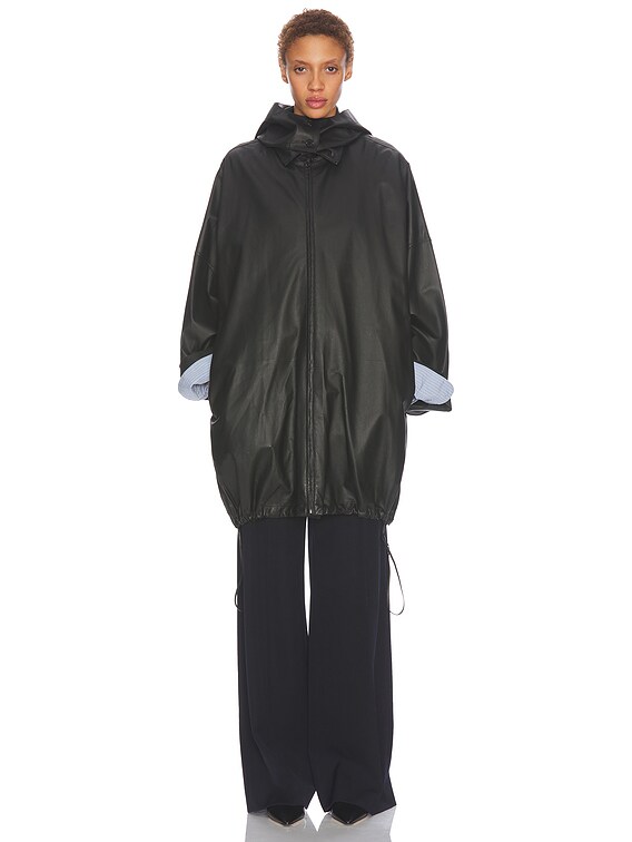 The Row Cassandre Leather Coat in Black | FWRD