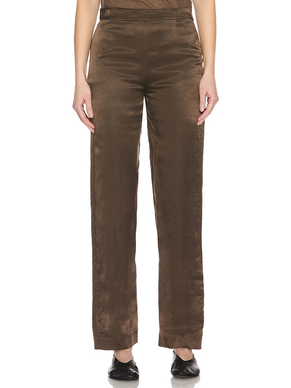パンツ [The Row] Miros Pant in Cupro Miros Pant Brown in Cupro – The Row
