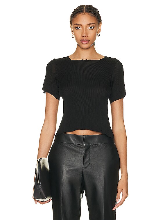 【国内発送】THE ROW Tシャツ Fuku open-back ribbed-knit Black Fuku open-back ribbed-knit T-shirt | THE ROW | NET-A