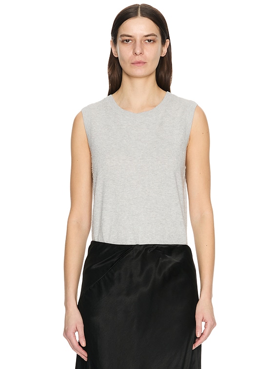 25SS コーデ万能【THE ROW】Kishan コットン トップス Tシャツ The Row Kishan Top in Grey Melange | FWRD