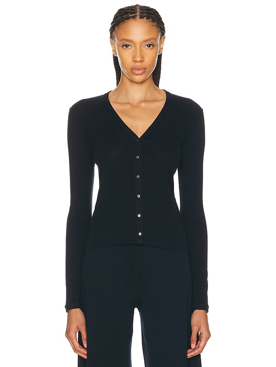 The Row ラグランスリーブトップス ブラック 2 訳あり The Row Cresp Top in Dark Navy | FWRD