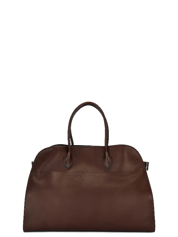 The Row Soft Margaux 17 Bag in Deep Brown PLD FWRD