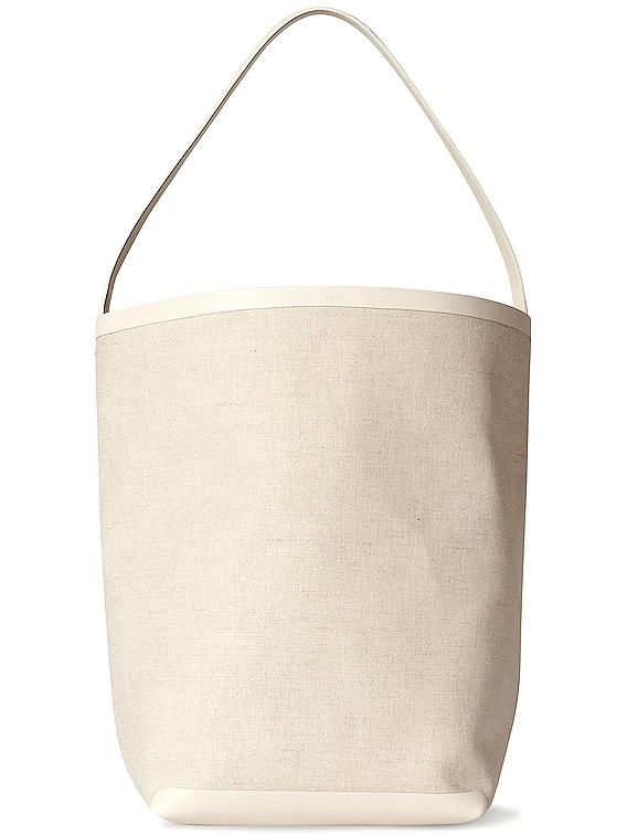 The Row N/S Canvas and Leather Park Tote in Natural & Ivory
