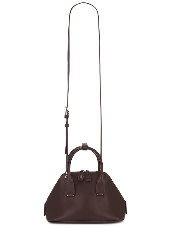 The Row Mini Devon Saddle Leather Bag in Dark Brown PLD | FWRD