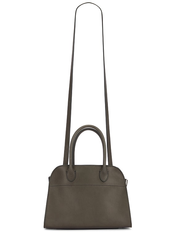 The Row Soft Margaux 10 Saddle Leather Bag in Koala Grey PLD
