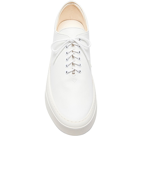 The Row Marie H Lace Up Leather Sneakers in Snow | FWRD