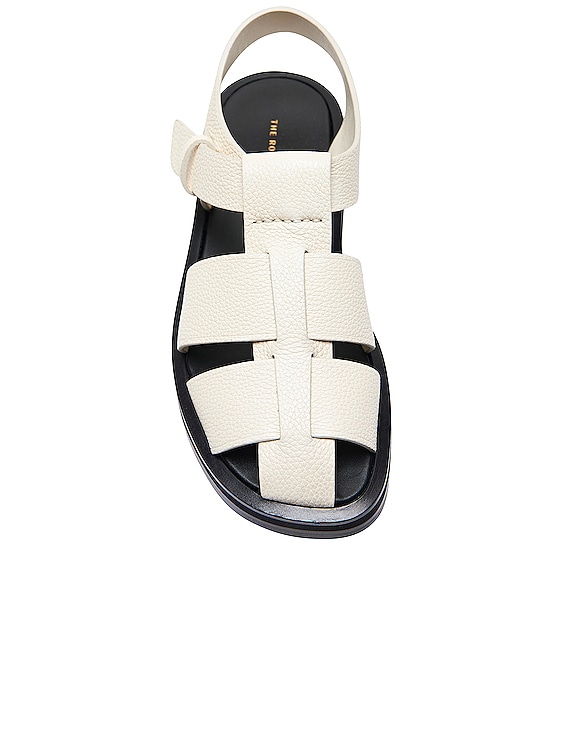 The Row Fisherman Leather Sandals in Ivory | FWRD