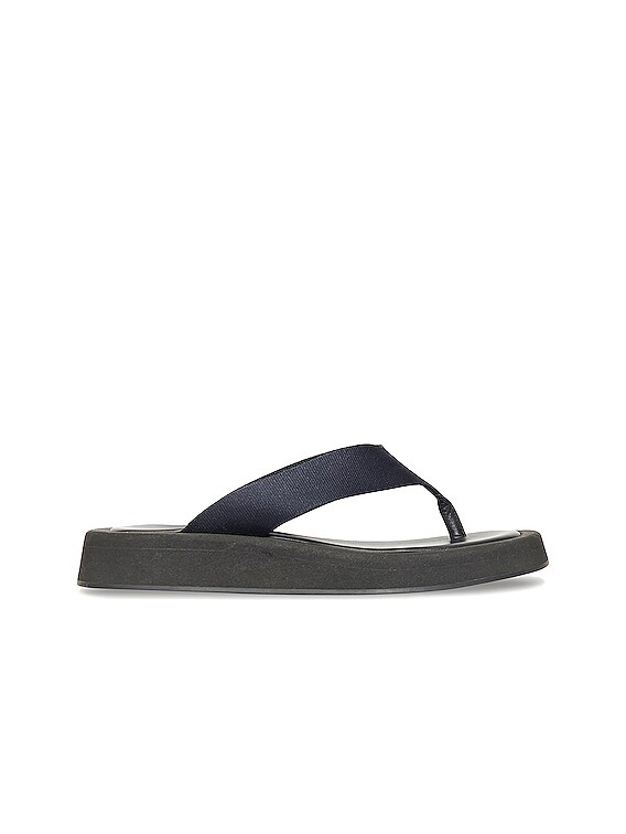 The Row Ginza Thong Sandals in Navy & Black | FWRD