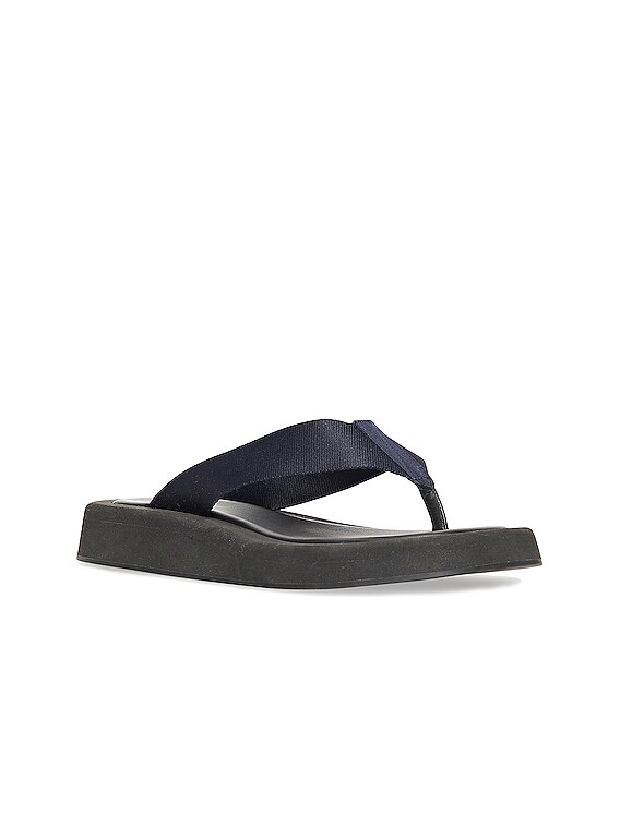 The Row Ginza Thong Sandals in Navy & Black | FWRD