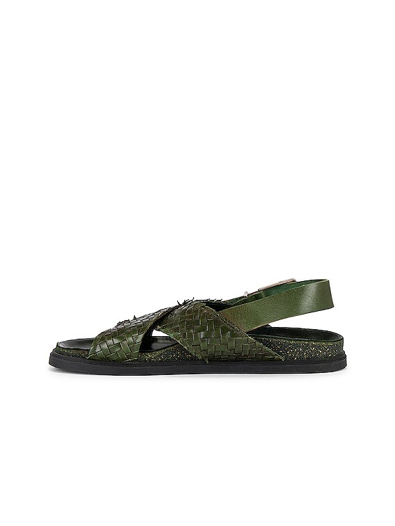 The Row Buckle Sandal in DARK GREEN | FWRD
